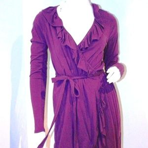 LA MADE Women's Ruffled Wrap Dress Purple